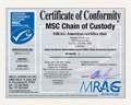 MSC Chain of Custody Certificate of Conformity